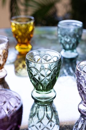 Set of 6 Colourful Vintage-Style Glass Tumblers