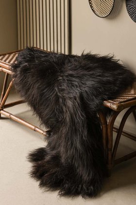 Genuine Icelandic Long Wool Sheepskin - Natural Black - SECONDS
