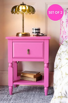 Set of 2 Beautiful Hot Pink Bedside Tables