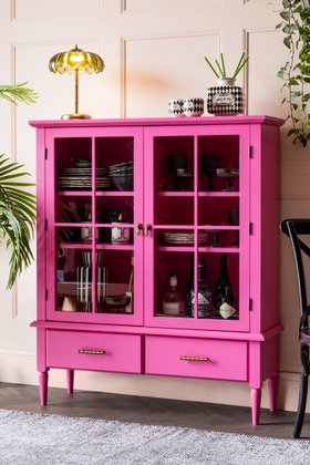 Beautiful Hot Pink Display Cabinet & Drawers