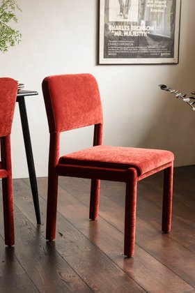 Set of 2 Rust Velvet Dining Chairs