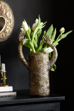 Waving Arms Gold Vase