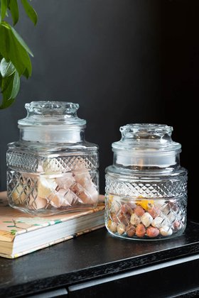Set Of 2 Vintage-Style Glass Storage Jars - SECONDS