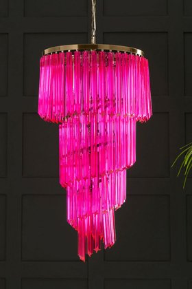 3-Tier Hot Pink Glass Chandelier - DISCONTINUED