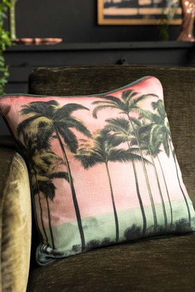 Palm Paradise Cushion with Piped Edge