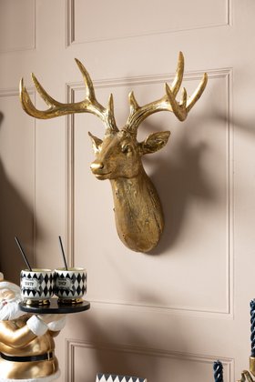 Gold Christmas Reindeer Wall Art Decoration