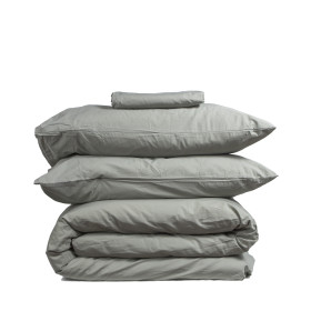 Washed Cotton Percale Bed Set / Sage, Queen