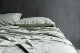 Washed Cotton Percale Sheet Set / Sage, Queen