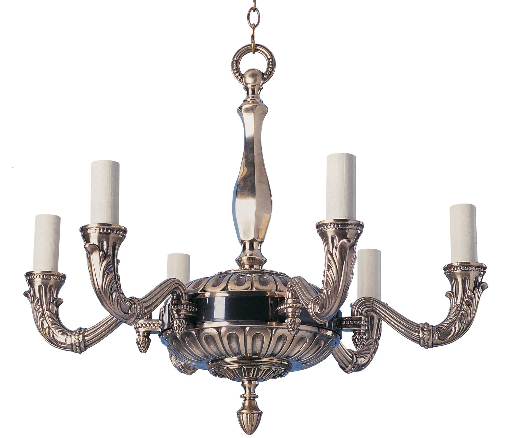 H2-014  - 6 Light Leaf Arm Empire Chandelier