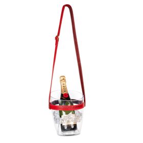 'Keep Your Cool' Champagne Bucket with Red Leather Strap
