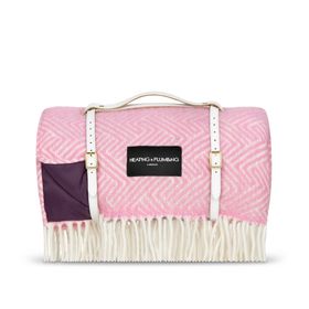 Pure new wool picnic blanket - Lollypop Pink