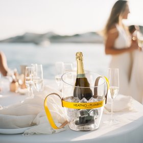"Keep Your Cool" Champagne Bucket - Yellow Leather Strap