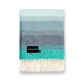 Evening Tales - Pure New Wool Blanket - Super Fluffy - Grey, Turquoise & Blue