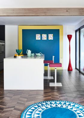 Carpetright Xpressions Dark Chevron Laminate, Daytona Tribal Duck Egg Circle Rug