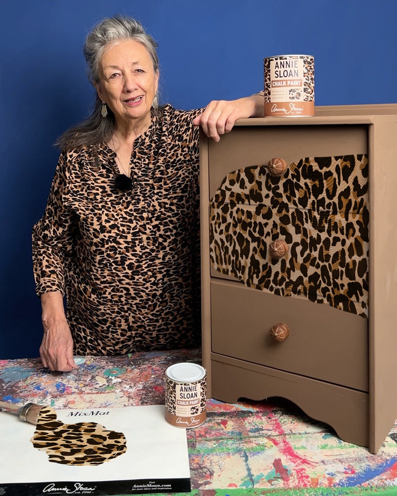 EMBARGOED UNTIL 1/4/26 8am GMT Annie With Leopard Chalk Paint Tin Painting 2