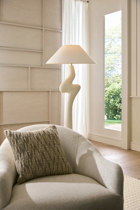Arteriors, Nicole Floor Lamp, £2,289, Delfino Chair £4,105