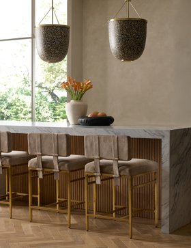 Arteriors, Laney Counter Stool, £2844, Lysandra Pendants £1,990 Each, Freeman Vases Set Of Two £502 (2)