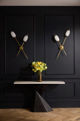 Arteriors, Natalia Sconce, £1,088, Sonia Vases Set Of Two £532, Valder Console £3,484