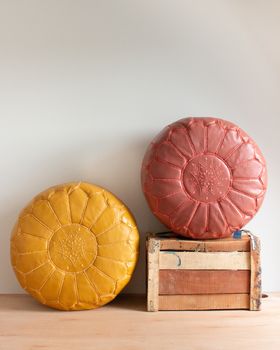 Moroccan Leather Pouffes