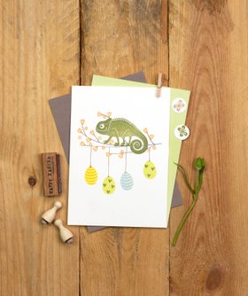 Perlenfischer Stempel Chamäleon