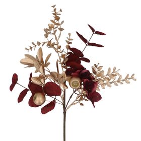 END SEP '25: Matt Gold Leaf/Burgundy Flower Spray, £6.99