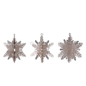 END SEP '25: Pale Gold Metal 3-D Snowflake Decoration, Set of 3, £11.99
