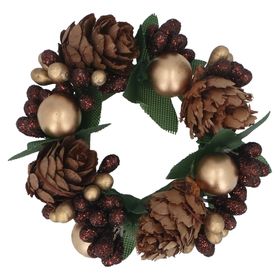 END SEP '25: Pine Cone/Gold Bead Candle Ring, Sml, £3.49