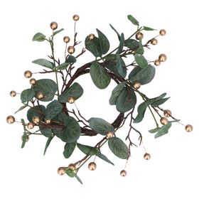 END SEP '25: Eucalyptus/Gold Berry Candle Ring, Lge, £7.49