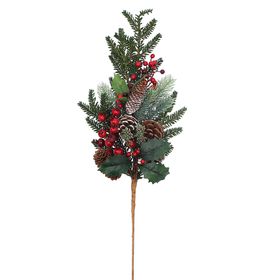 END SEP '25: Mixed Green Fir/Leaf Branch w Berries/Cones, £10.99