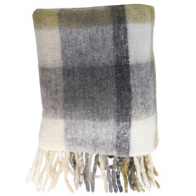 AUTUMN '26: Grey & Taupe Checked Tassel Fringe Cosy Throw, £45.99