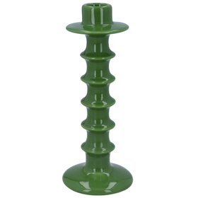 JAN '26: Green Ceramic Hooped Candlestick, Lrg, £13.99