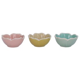 JAN '26: Dusky Pastel Flower Shaped Stoneware Mini Bowls, Set of 3, £14.99