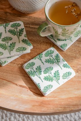 JAN '26: Artichoke Flower Stem Resin Coaster, Set of 4, £11.99