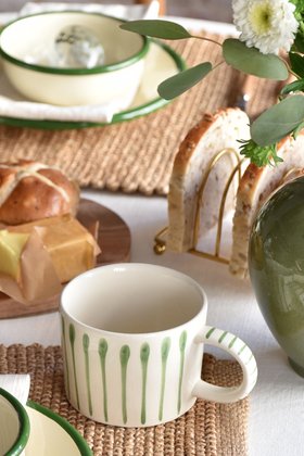 FEB '26: Stoneware Mug - Green Stripes, £9.99