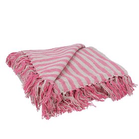 JAN '26: Pink Woven Stripe Cotton Throw, £17.99