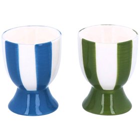 JAN '26: Blue/Green Stripe Ceramic Egg Cup, Set of 2, £8.99