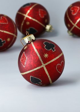 END SEP '25: Antique Red Playing Card Motif Glass Ball, £5.99