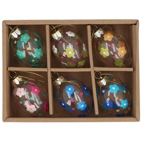 Box of 6 Hanging Decorations - Clear Eggs with Ditsy Flowers, £7.49