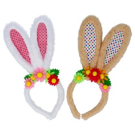 JAN '26: Faux Fur Bunny Ears Headband w Flowers, Set of 2, £13.99
