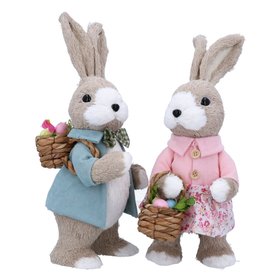 Set of 2 Ornaments - Mr & Mrs Bunny with Egg Baskets, £37.99