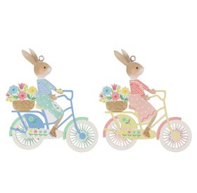 JAN '26: Wood Decoration - Bunny on Bicycle, Set of 2, £7.99