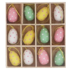 JAN '26: Wood Mini Egg 3cm - Polka Dots, Box/12, £5.99
