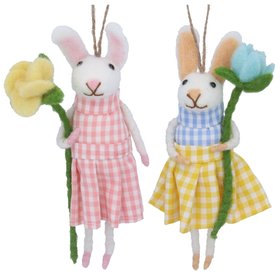 FEB '26: Mixed Wool Bunny Dec 19cm - Gingham, Set of 2, £14.99