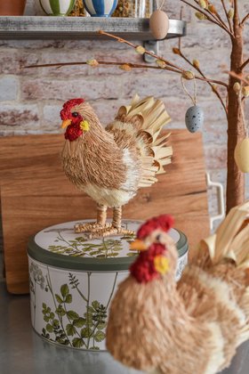 JAN '26: Bristle Cockerel/Hen Ornament, Set/2, £28.99