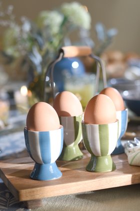 JAN '26: Blue/Green Stripe Ceramic Egg Cup, Set of 2, £8.99