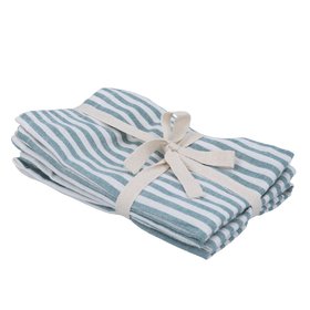 Green Cotton Mix Stripe Napkin, Pk/4, £7.49