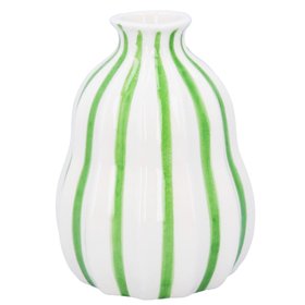 Green Stripe Stoneware Balloon Dec. Vase, Sml, £7.49