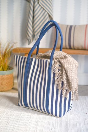 Navy Vertical Striped Canvas Shopper Bag, £22.99
