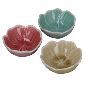 Dusky Pastel Flower Shaped Stoneware Mini Bowls, Set of 3, £14.99