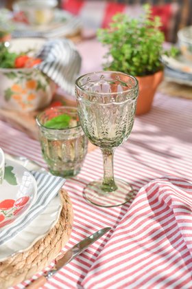 Green Pressed Glass Wine Goblet and Tumbler, from £6.49